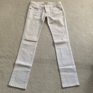 Frankie B Low Rise White Boot Cut White Jeans Size 6